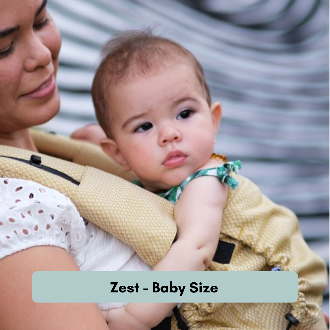 Neko Switch Trage mit verstellbarem Rückenpanel und gepolsterten Schultergurten. Zest Babysize