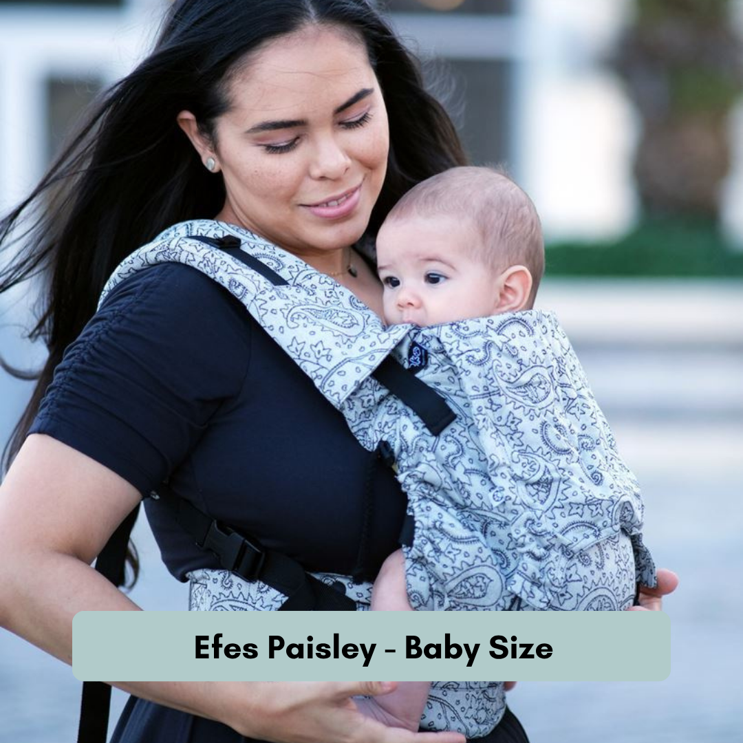 Neko Switch Trage mit verstellbarem Rückenpanel und gepolsterten Schultergurten. Efes Paisley Babysize