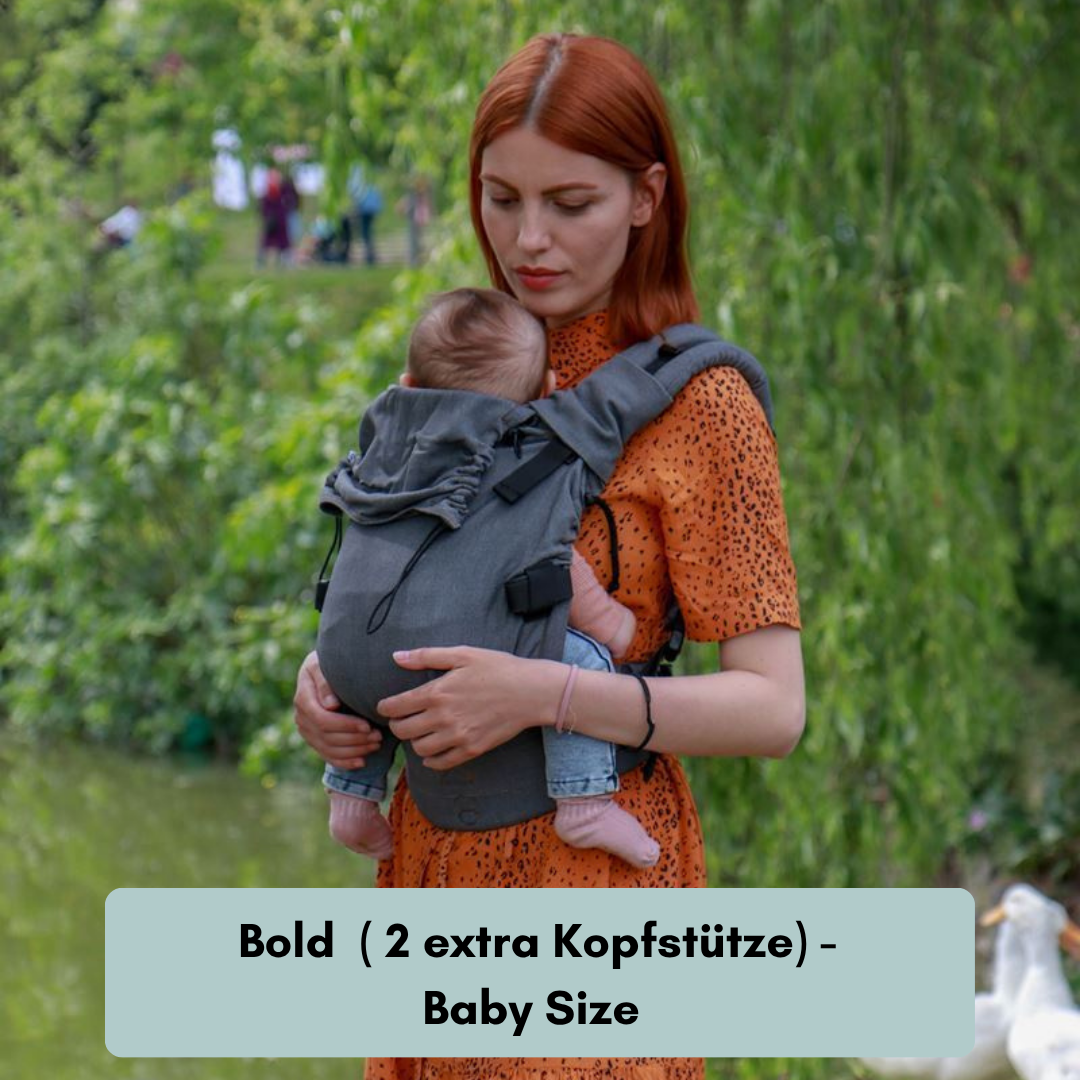 Neko Switch Trage mit verstellbarem Rückenpanel und gepolsterten Schultergurten. Bold 2 extra Kopfstütze Babysize