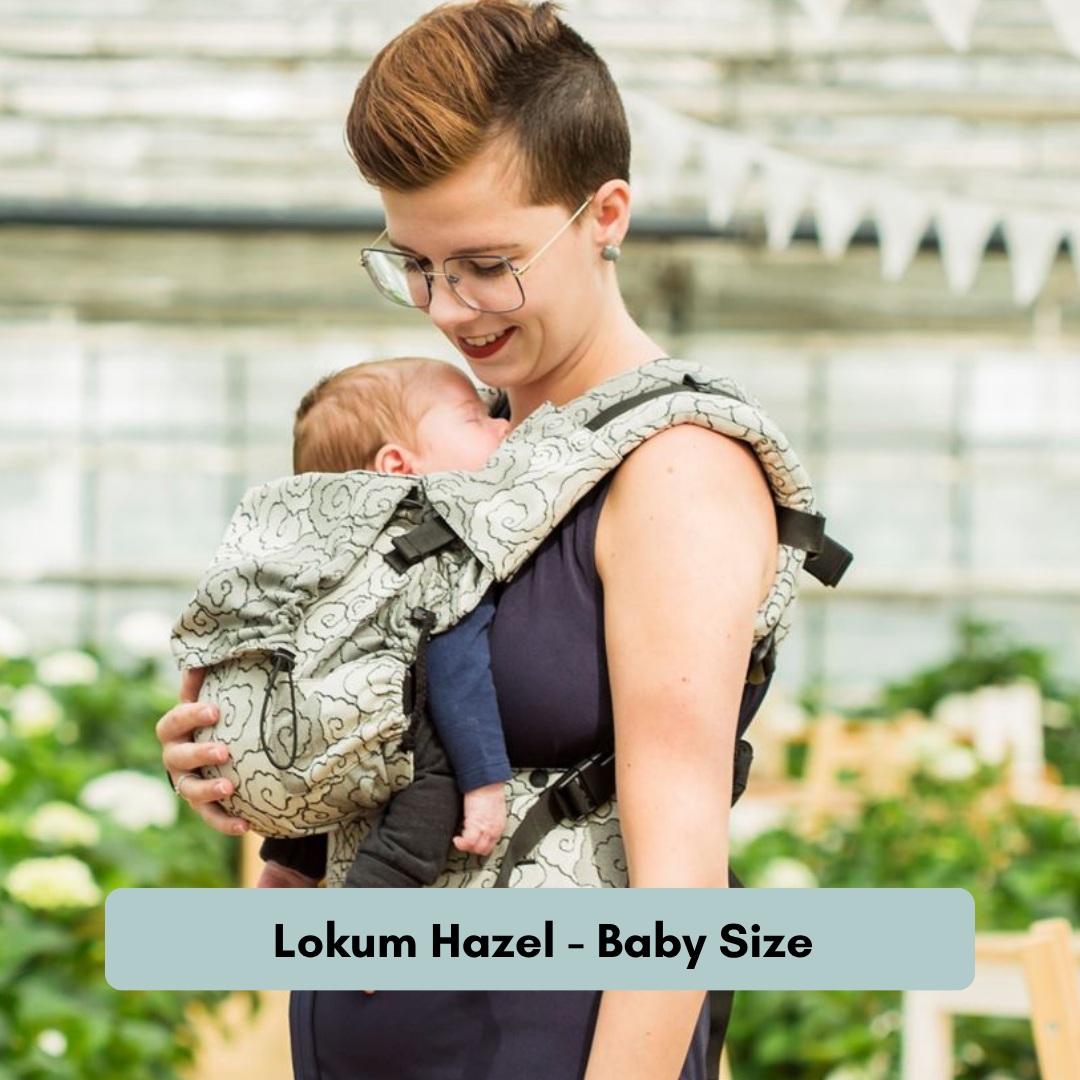 Neko Switch Trage mit verstellbarem Rückenpanel und gepolsterten Schultergurten. Lokum Hazel Babysize
