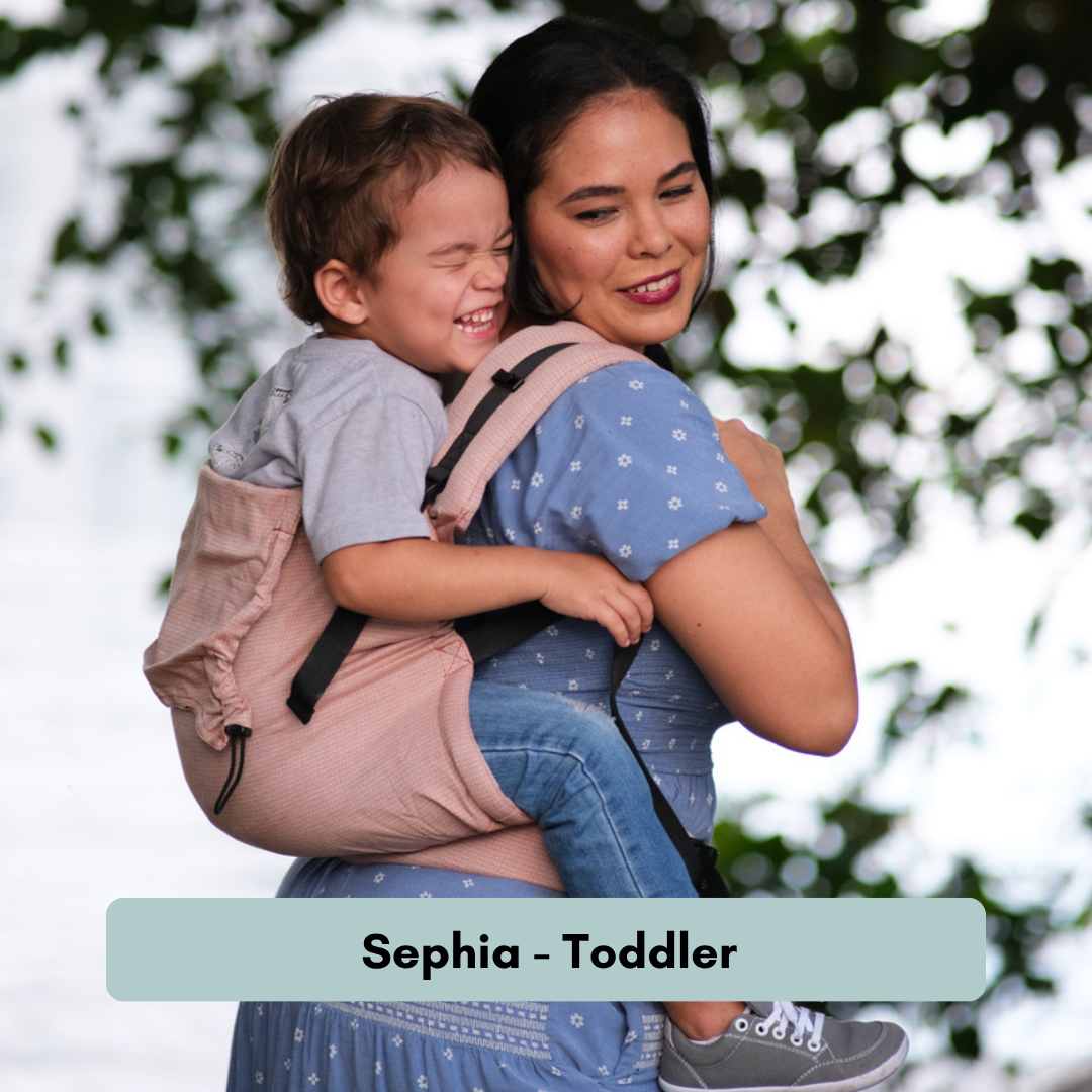 Neko Switch Trage mit verstellbarem Rückenpanel und gepolsterten Schultergurten. Sephia Toddler