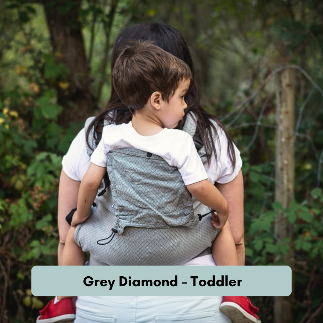 Neko Switch Trage mit verstellbarem Rückenpanel und gepolsterten Schultergurten. Grey Diamond Toddler