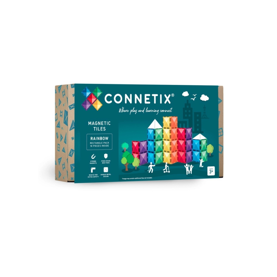 CONNETIX Rainbow Rectangle Pack – 18-teiliges Magnetbaustein-Set