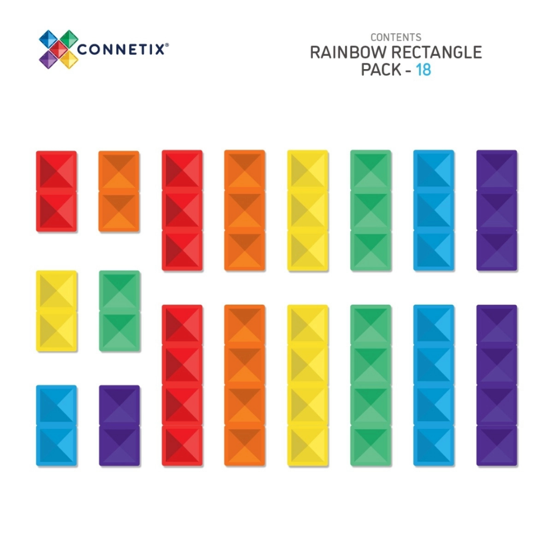 CONNETIX Rainbow Rectangle Pack – 18-teiliges Magnetbaustein-Set