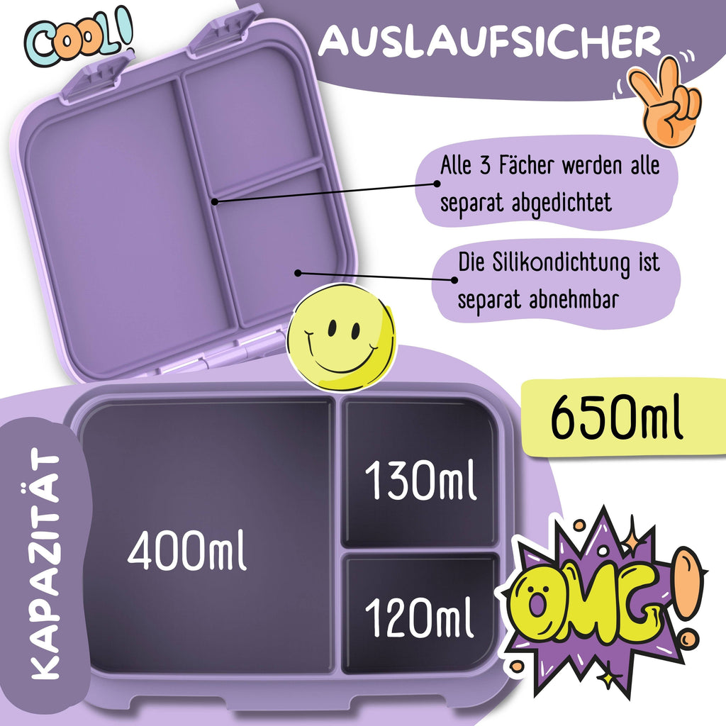 Brotdose mit Fächern, leicht & auslaufsicher-BubbleTea lila