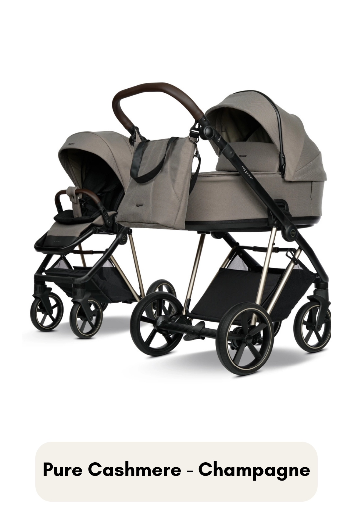 my junior® VIGO² Kinderwagen in Pure Cashmere mit Champagne Gestell – luxuriös und leicht zugleich
