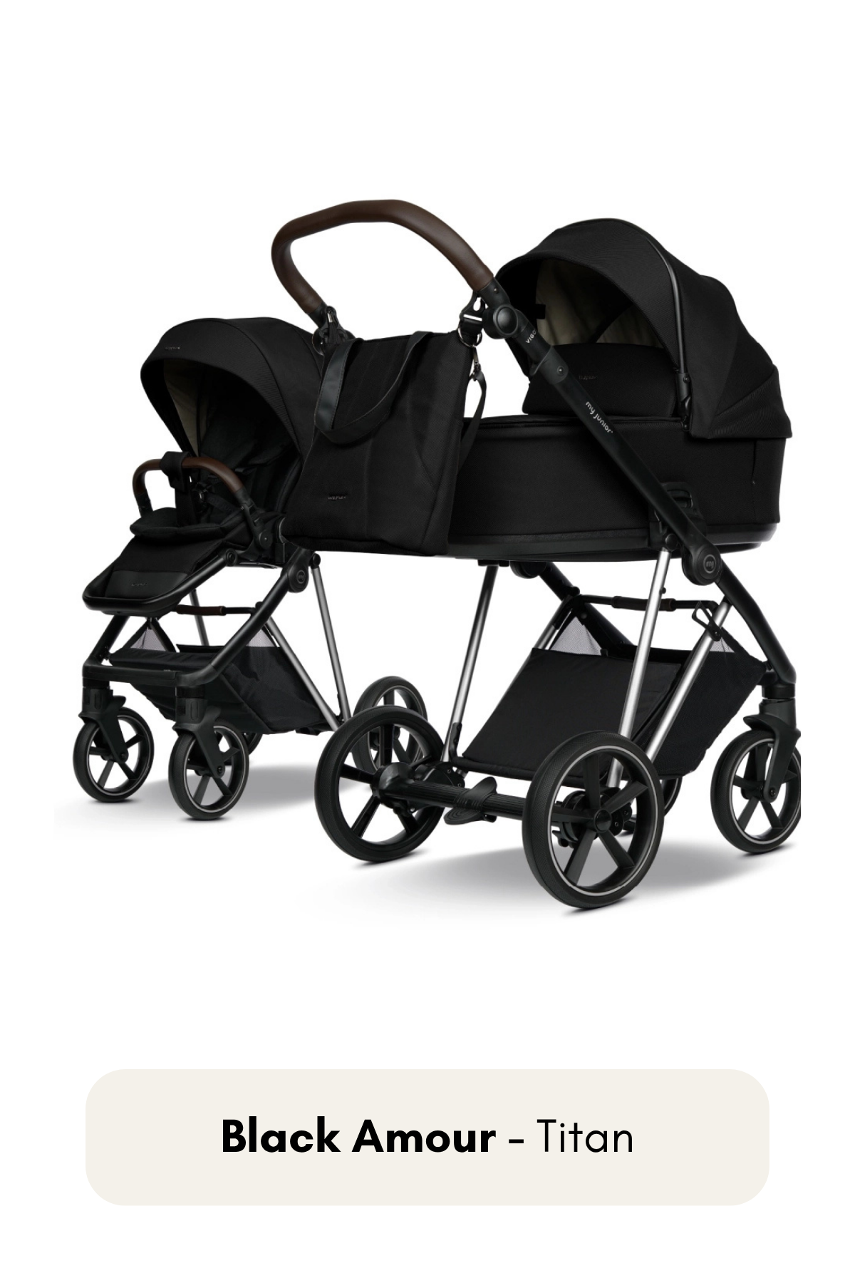 my junior® VIGO² Kinderwagen in Black Amour mit Titan-Gestell – modern, robust und elegant