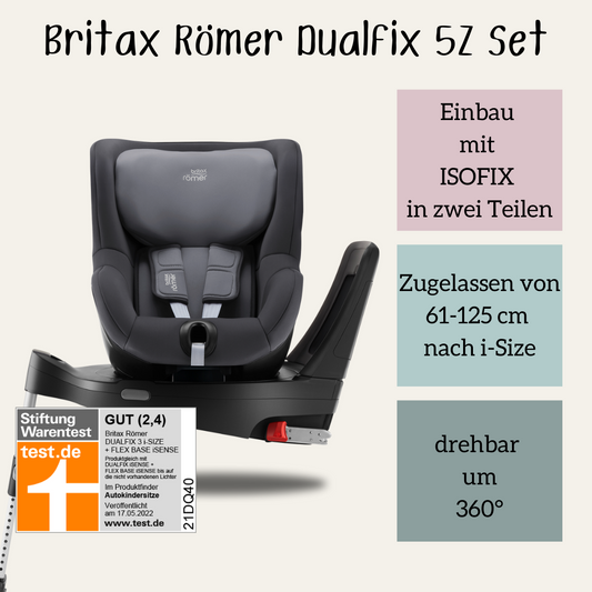 Britax Römer Dualfix 5Z i-Size Bundle inklusive Base 5Z 360 Grad Kindersitz mit Drehfunktion
