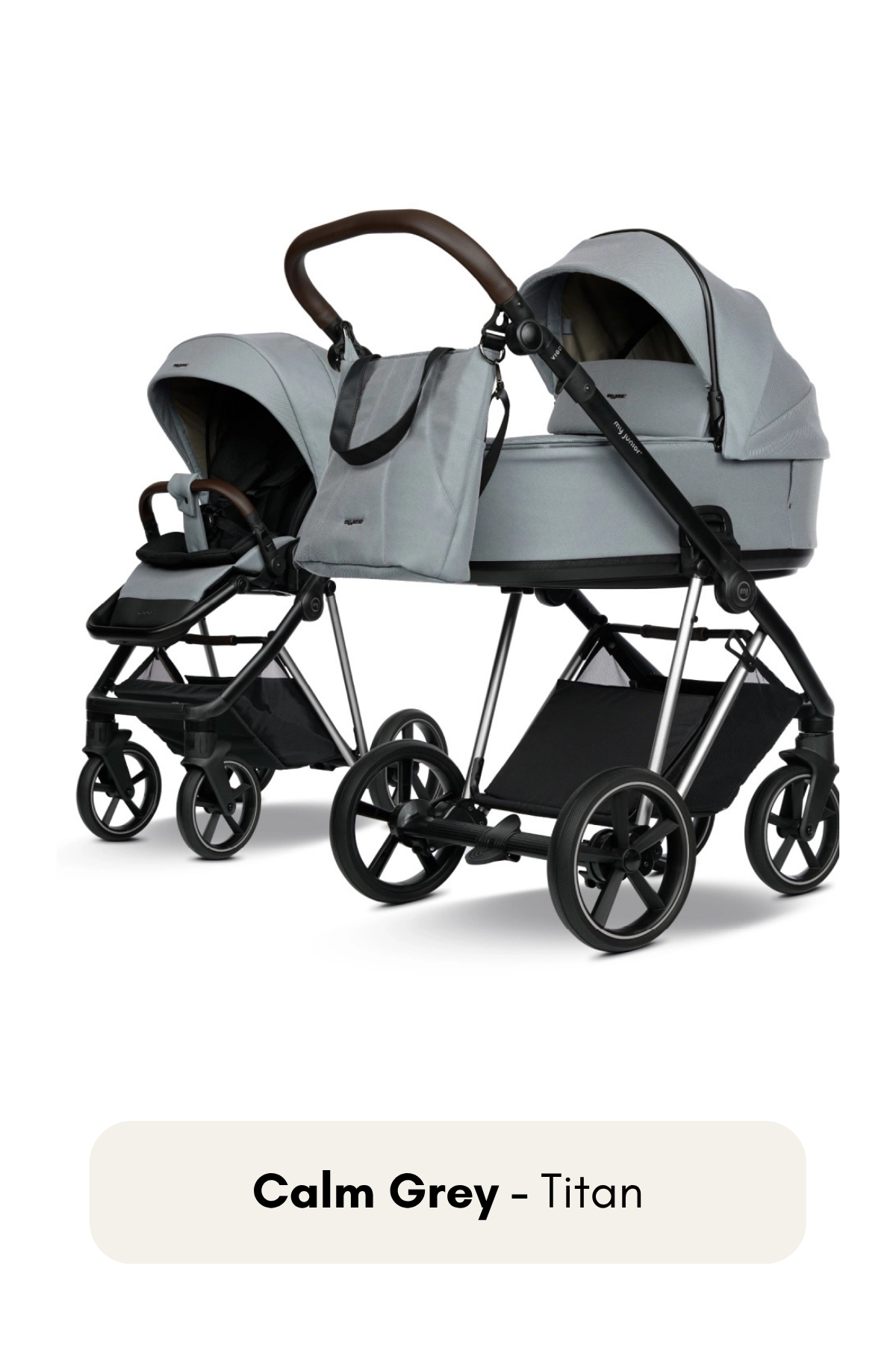 my junior® VIGO² Kinderwagen in Calm Grey mit Titan Gestell – klar, modern und robust im Design