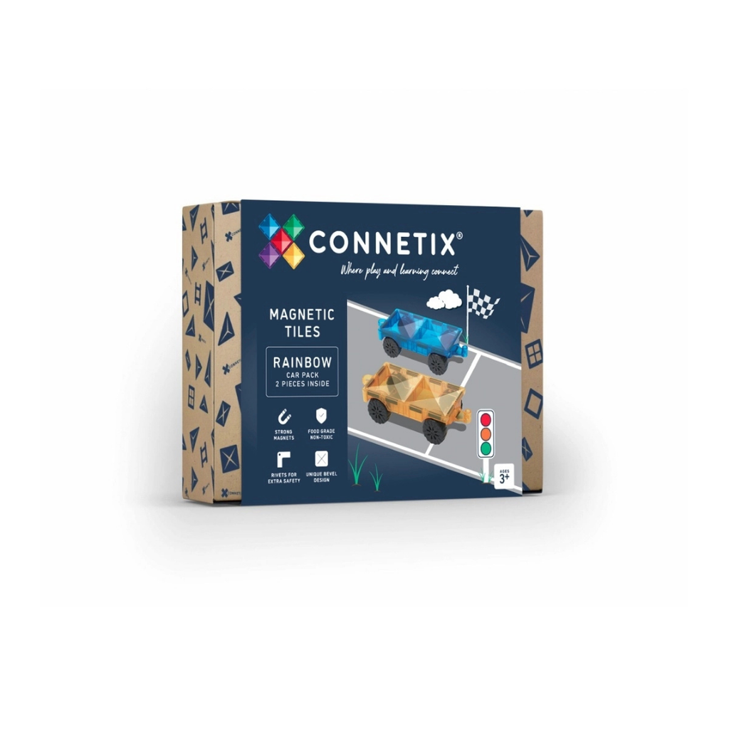 CONNETIX Rainbow Car Pack – 2-teiliges Magnetbaustein Auto-Set