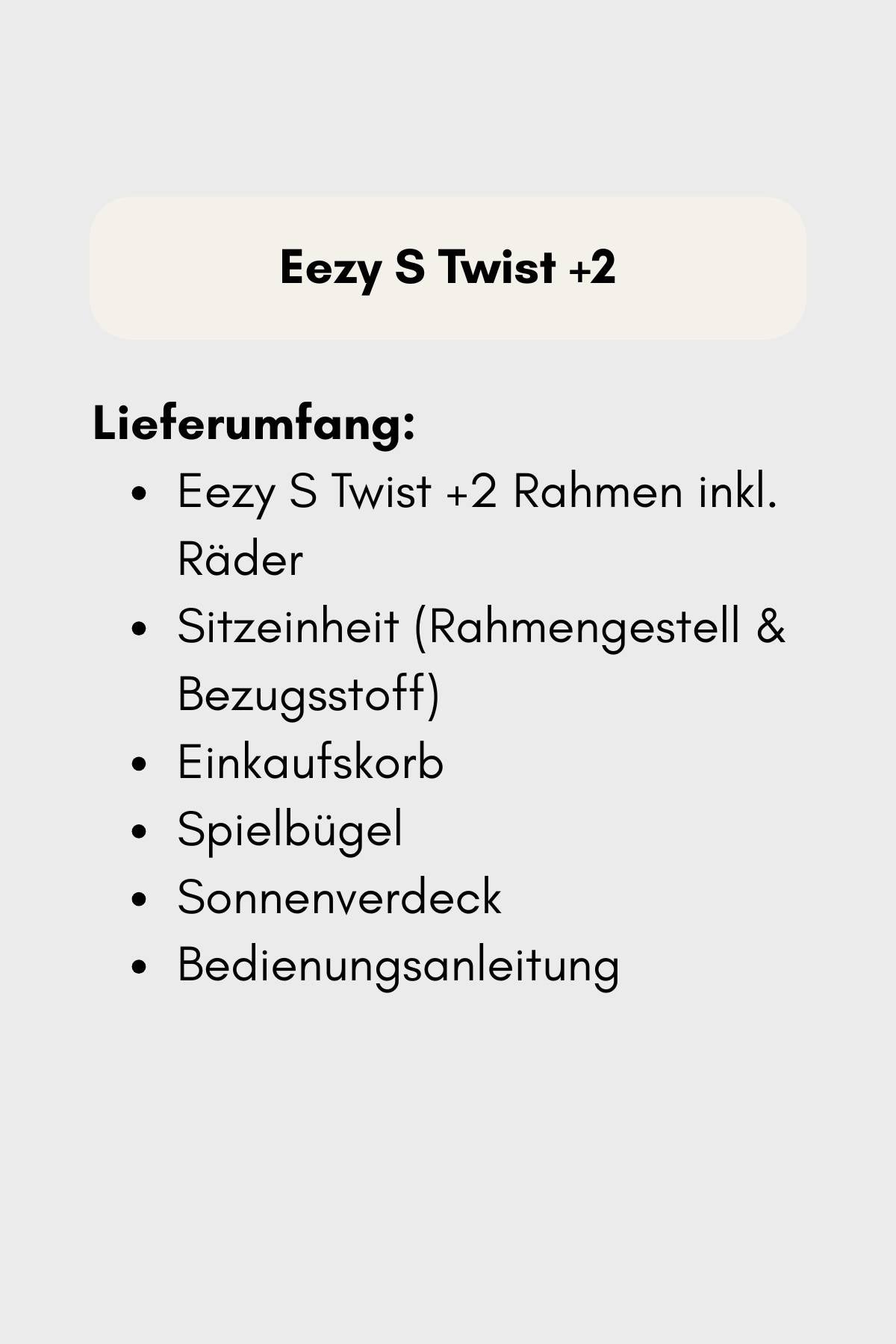 Cybex Kinderwagen Eezy S Twist +2 Lieferumfang
