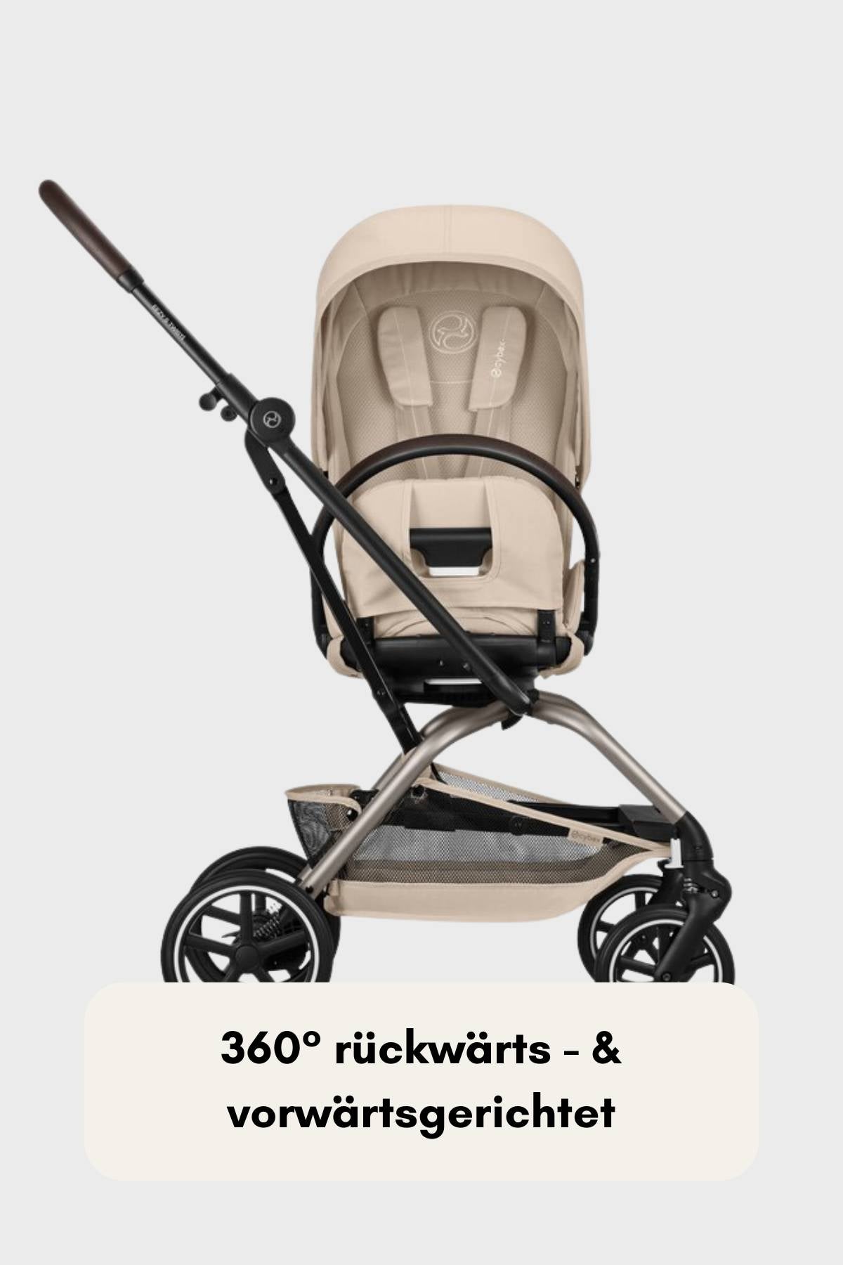Moderner CYBEX Buggy mit 360 Grad Drehfunktion für vorwärts- und rückwärtsgerichtetes Fahren