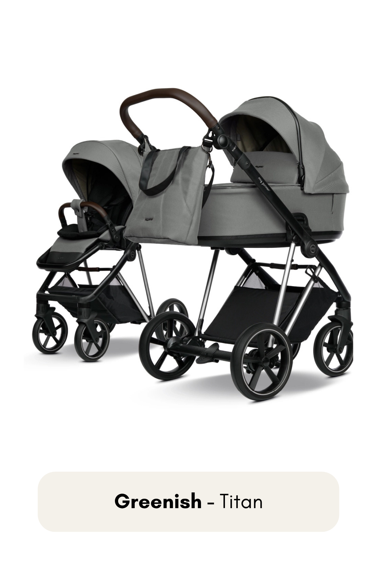 my junior® VIGO² Kinderwagen in Greenish mit Titan Gestell – moderner, kühler Look mit natürlicher Note