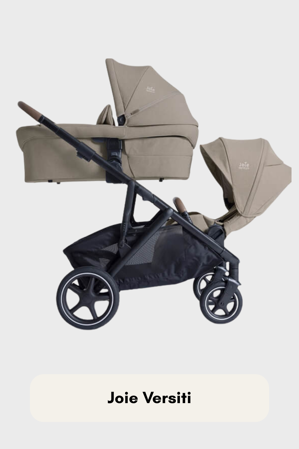 Joie versiti Kinderwagen in Sandstone – flexibler Kombi-Kinderwagen für Einzel- und Geschwisterkinder.