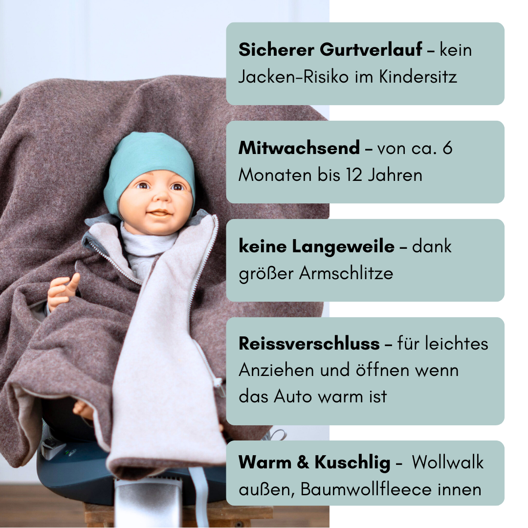 Kindersitzponcho Wollwalk