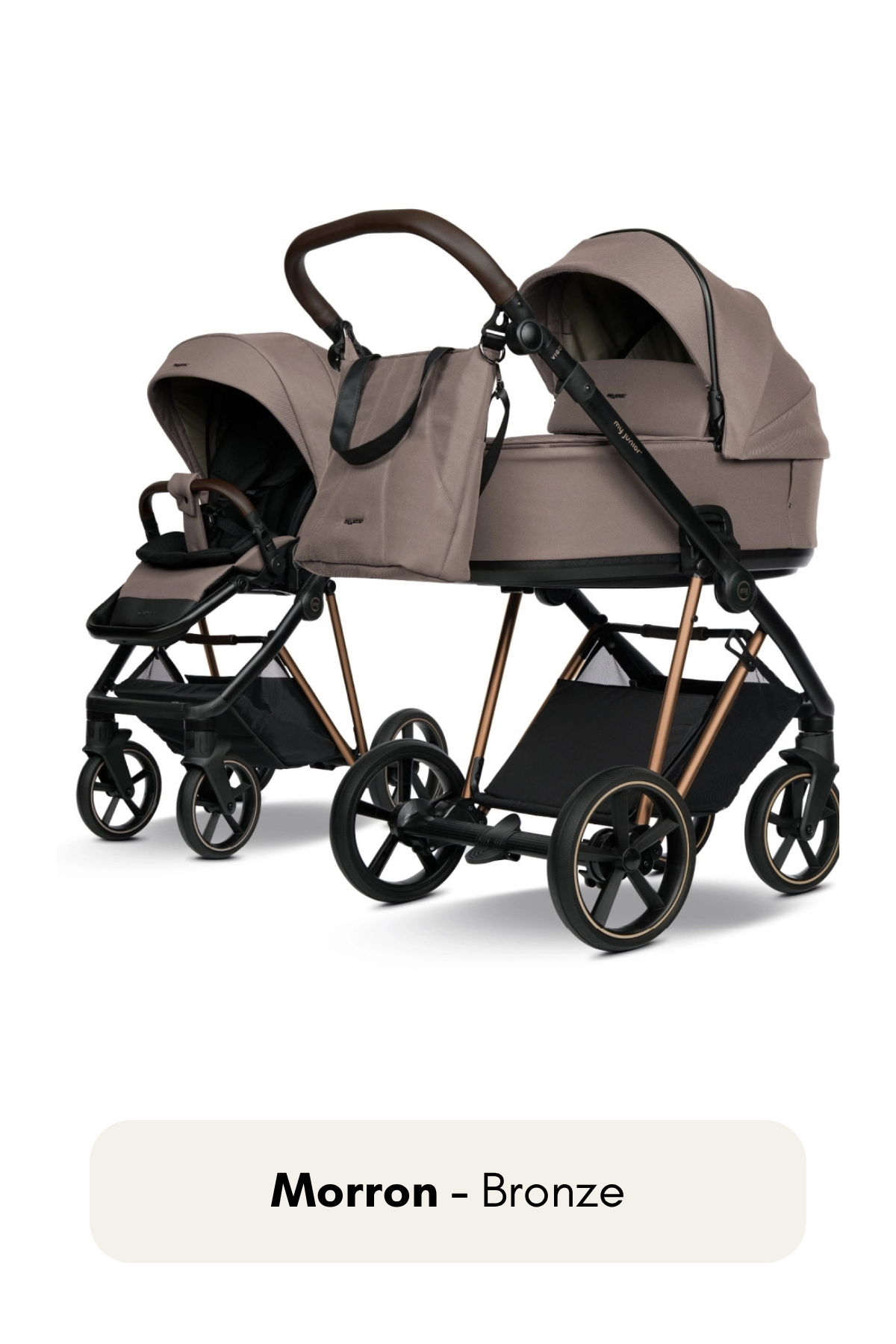 my junior® VIGO² Kinderwagen in Marron mit Bronze Gestell – harmonische, elegante Kombination für zeitlosen Stil