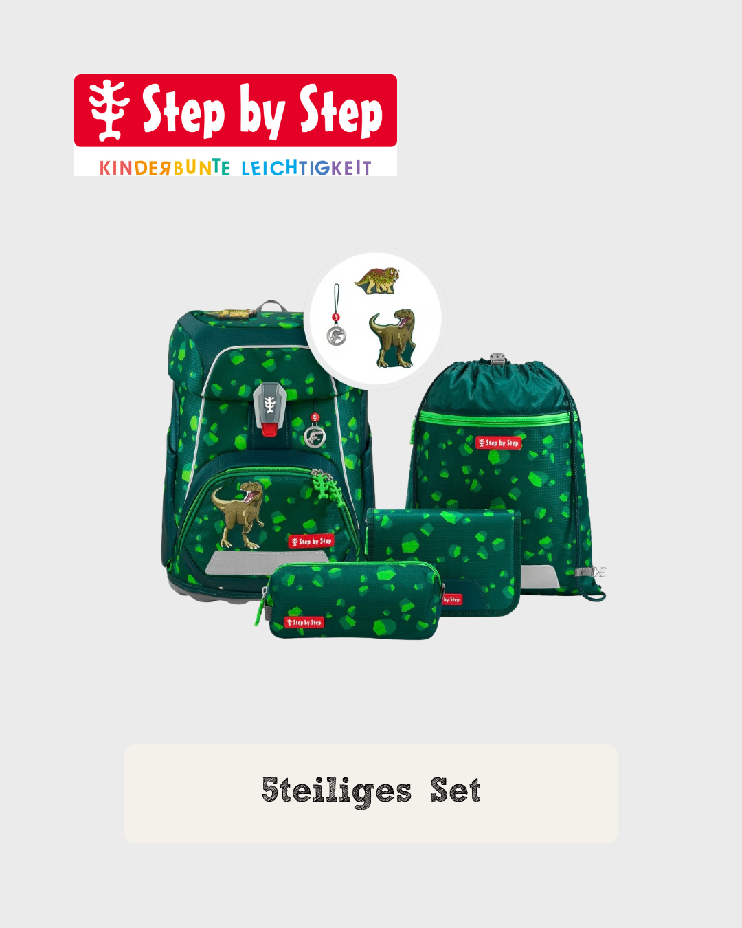 Step by Step FIT Schulranzen-Set "Dino Targo", 5-teilig
