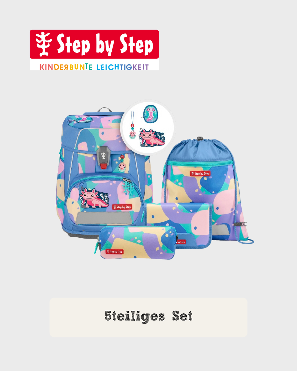 Step by Step SPACE Schulranzen-Set “Axolotl Sally”, 5-teilig