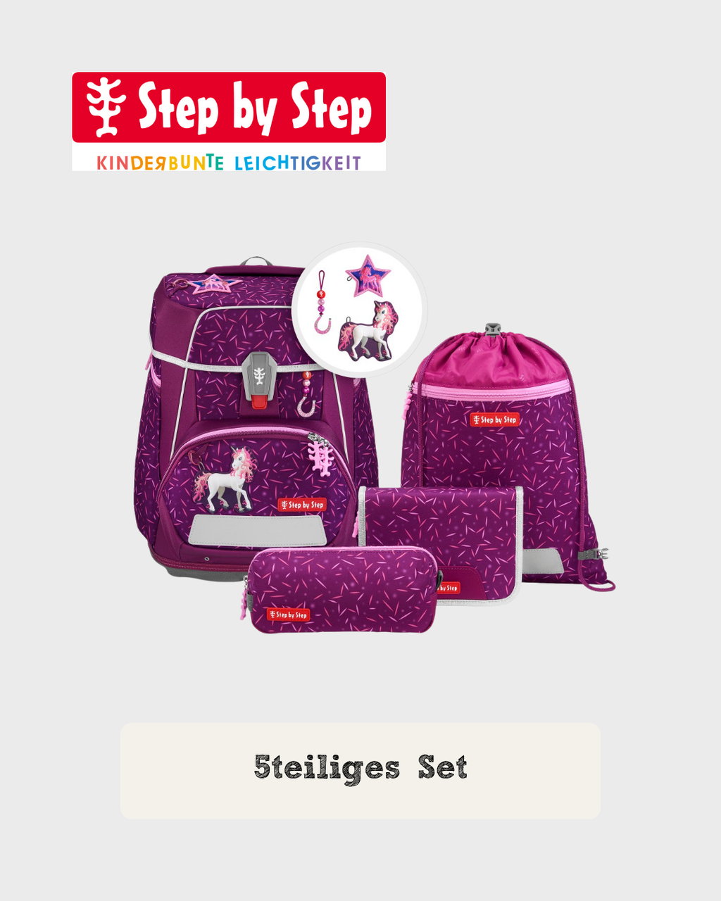 Step by Step SPACE Schulranzen-Set "Pretty Unicorn Nuala", 5-teilig