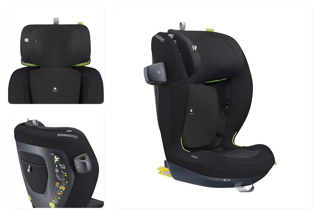 Swandoo Charlie - Komfort-Set Kindersitz inkl. Fußstütze, SunCap und Armrest-Set