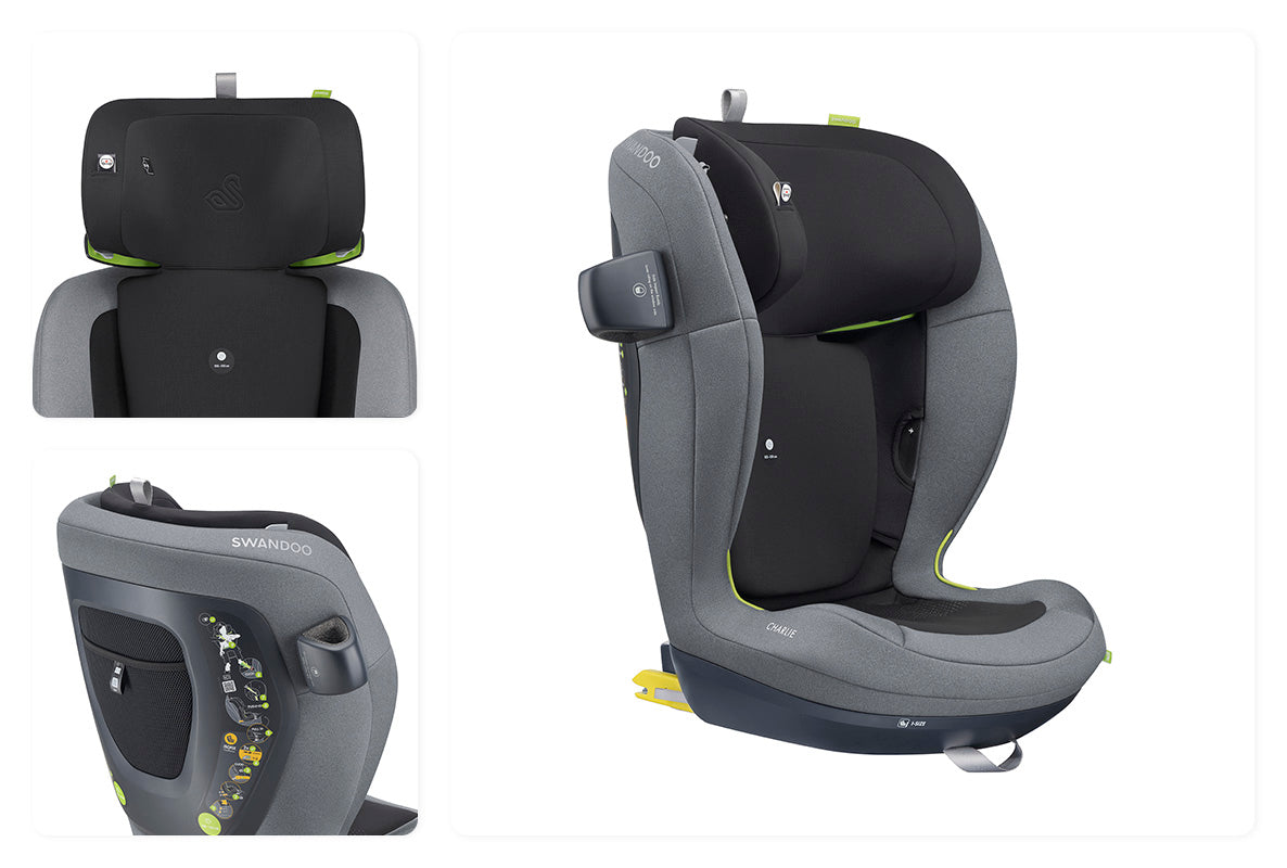 Swandoo Charlie - Komfort-Set Kindersitz inkl. Fußstütze, SunCap und Armrest-Set