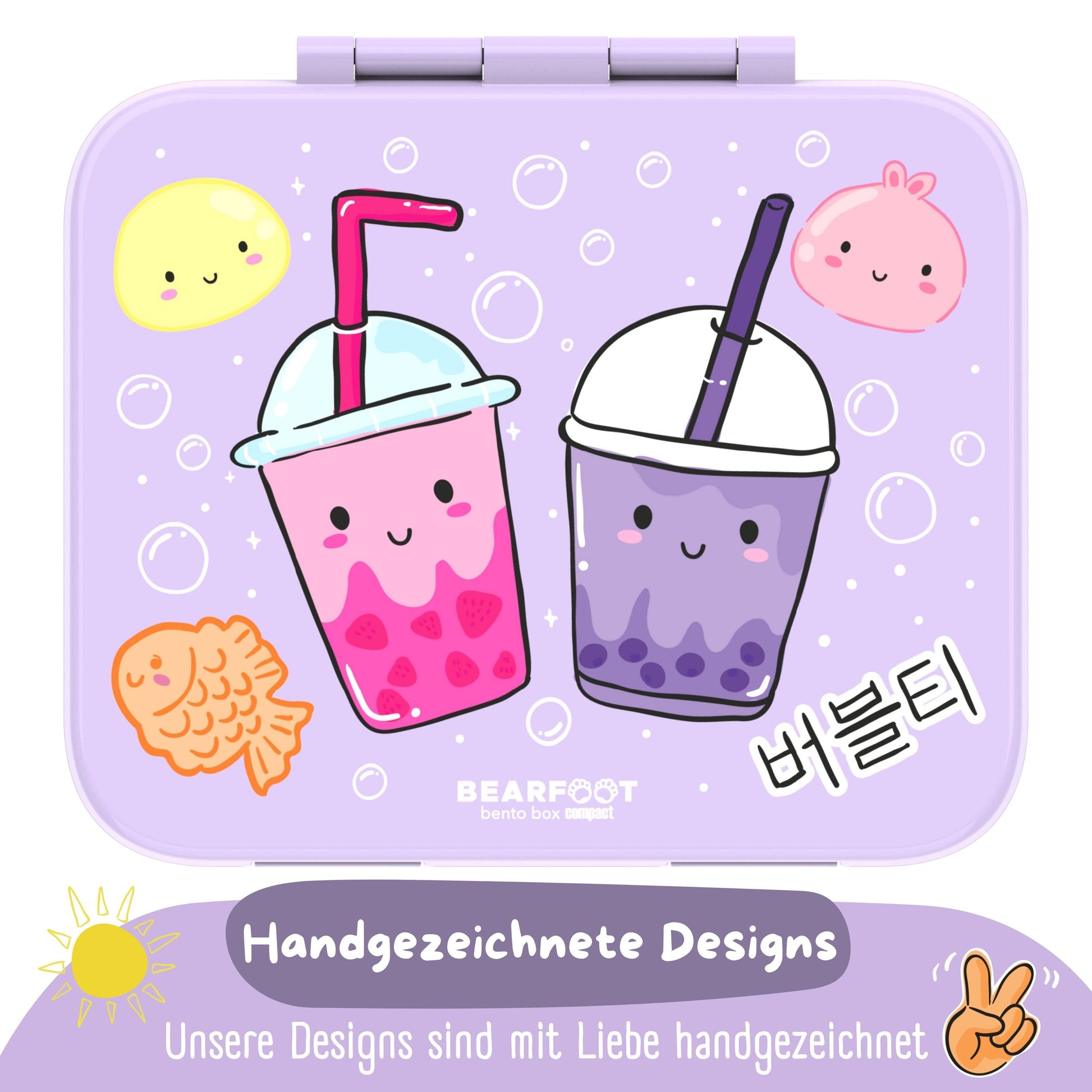 Brotdose mit Fächern, leicht & auslaufsicher-BubbleTea lila