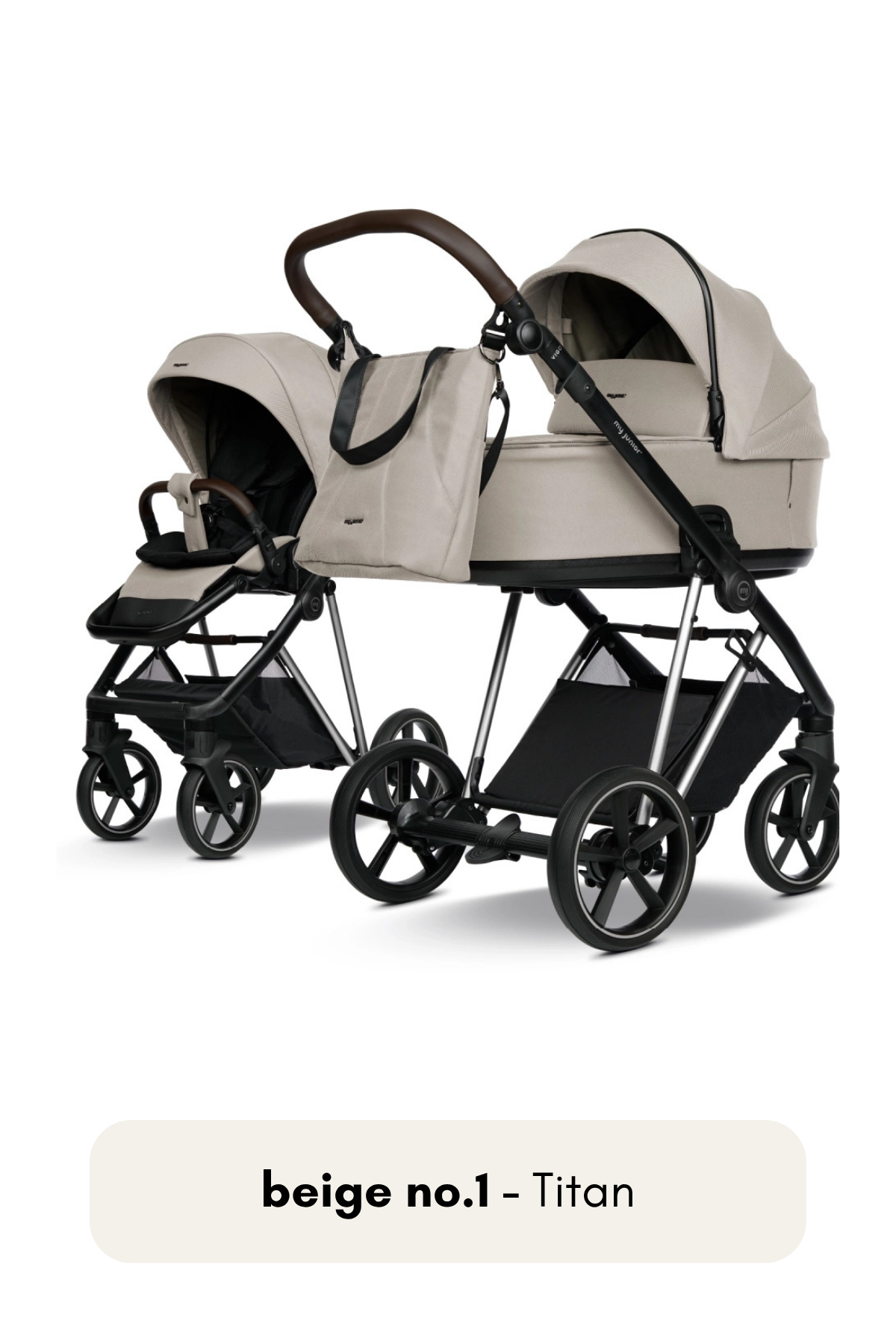my junior® VIGO² Kinderwagen in Beige No. 1 mit Titan Gestell – moderner Stil mit klarer Linienführung