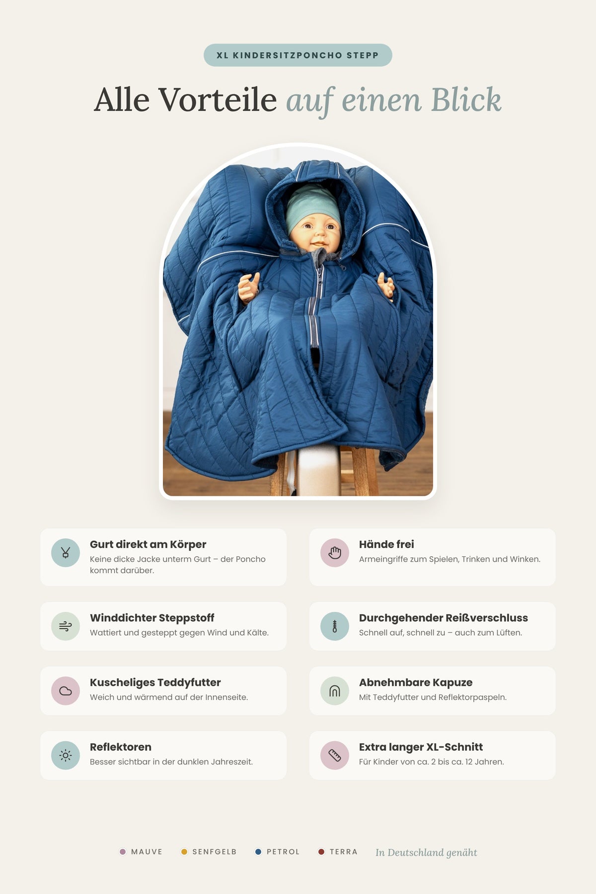 XL Kindersitzponcho Stepp – alle Vorteile auf einen Blick