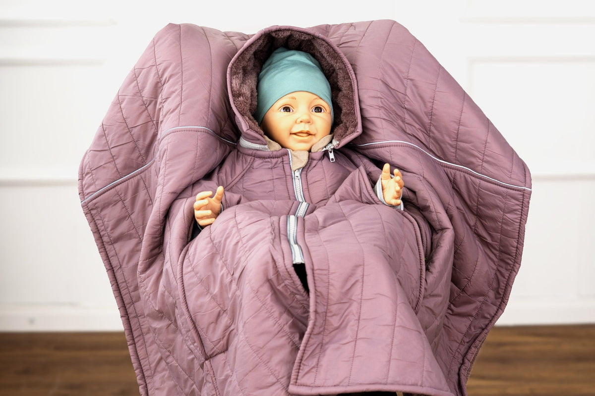 XL Kindersitzponcho Stepp Mauve geschlossen