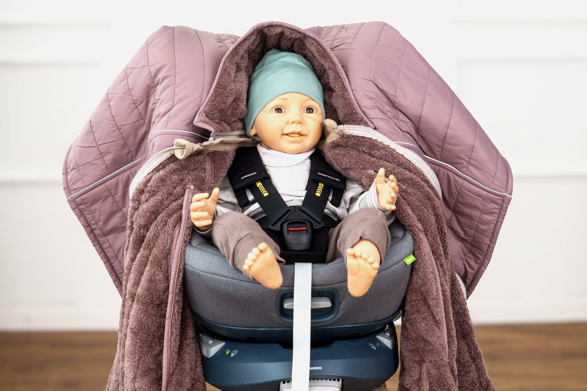 XL Kindersitzponcho Stepp Mauve mit Teddyfutter